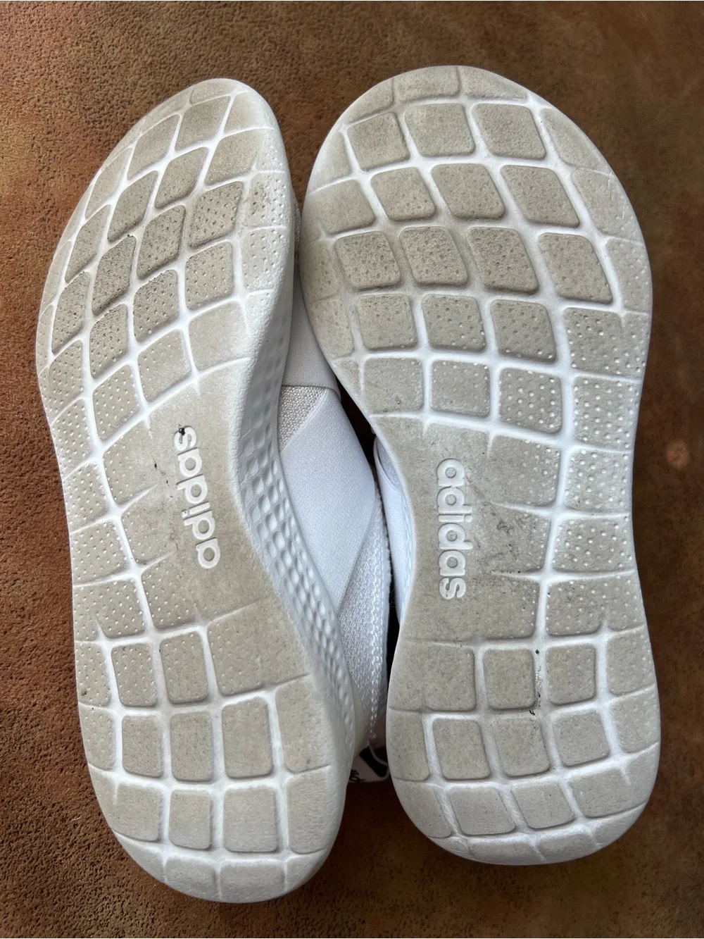 adidas White Slip-On Sneakers with Black Logo Strap. Size 6.5